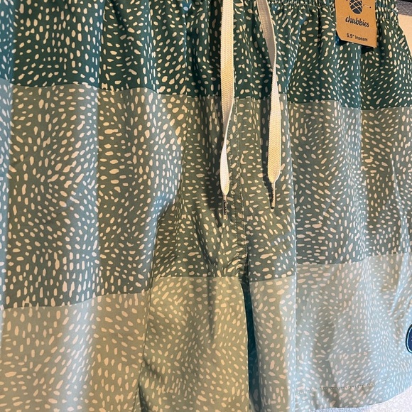 Chubbies Teal and White Patterned Swim Trunks size xxl - Picture 3 of 8